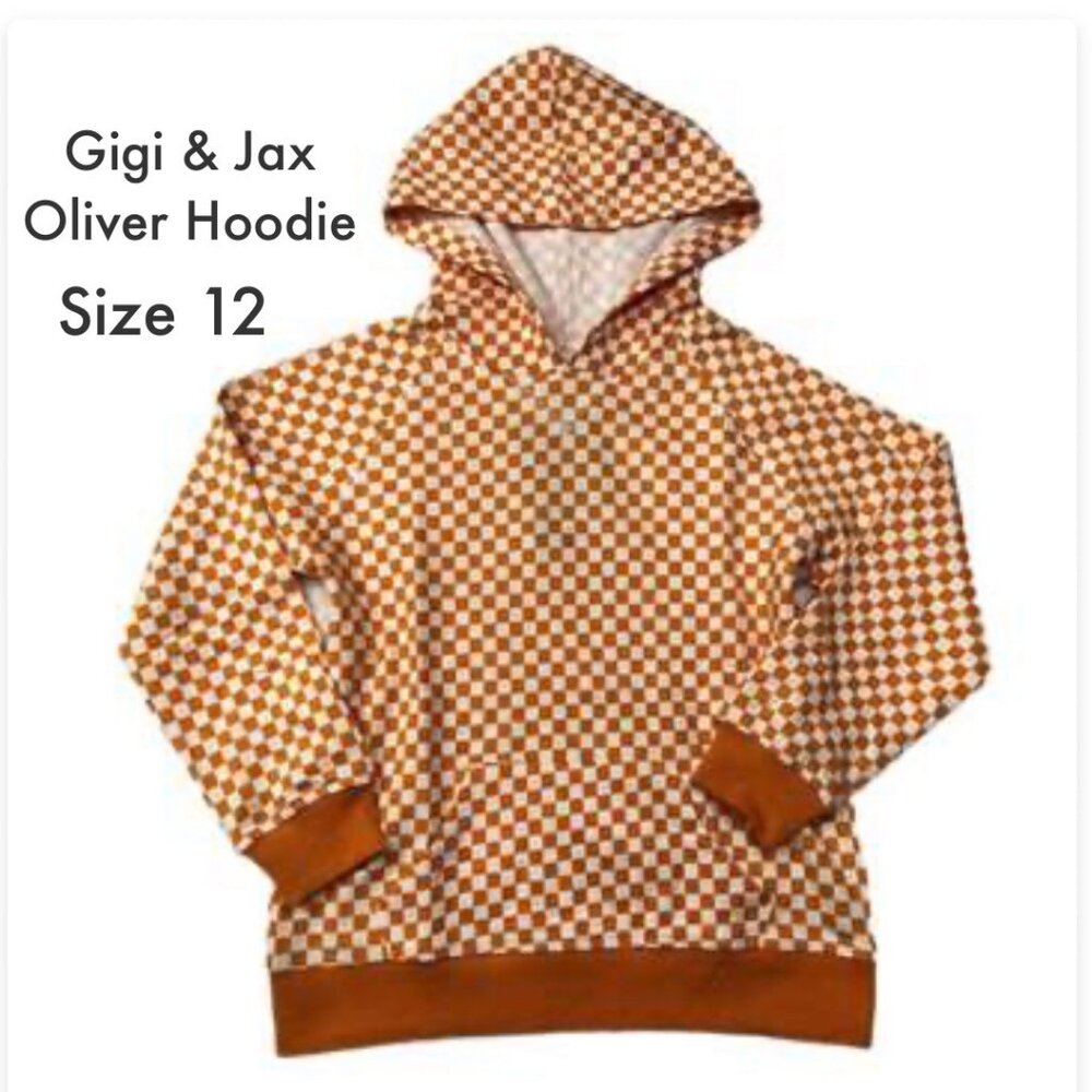 LuLaRoe GiGi & Jax Hoodie orange and white check NWT